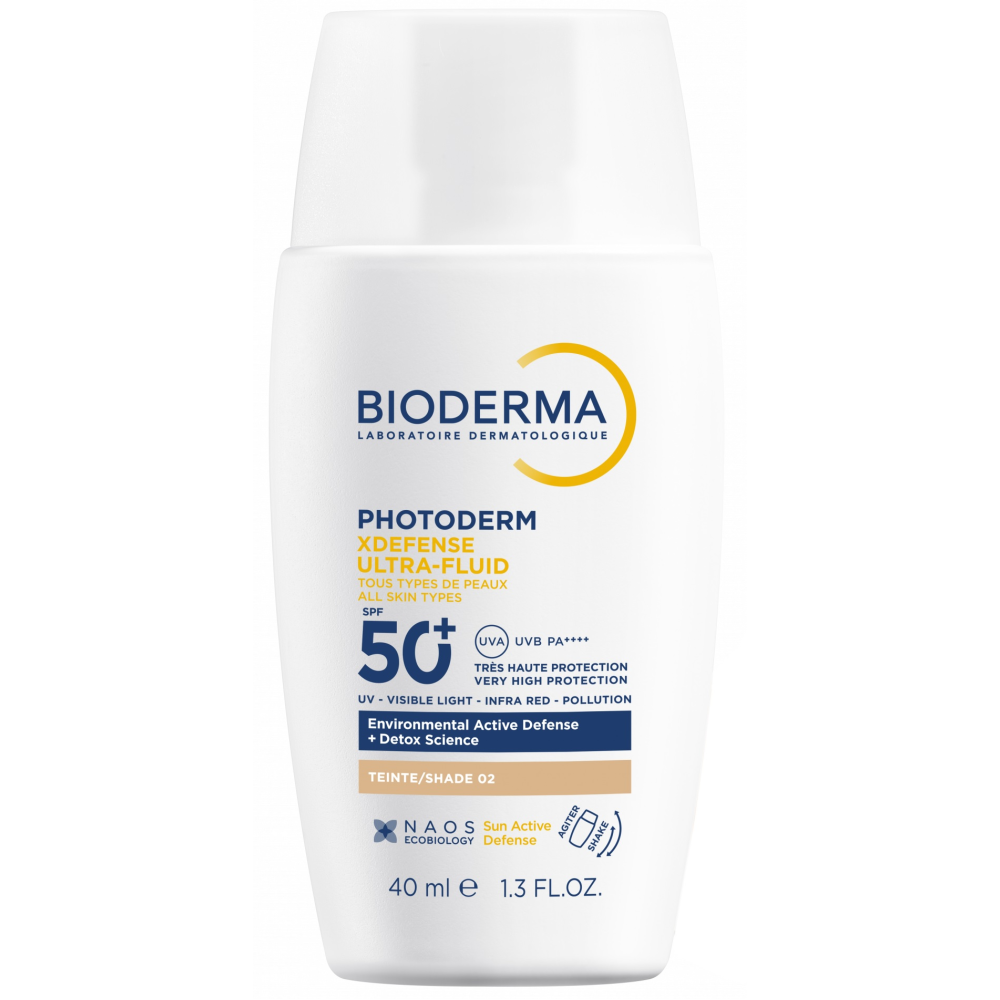 BIODERMA PHOTODERM XDEFENSE SPF50+ слънцезащитен тониран ултрафлуид за лице за всеки тип кожа Светъл цвят 40 мл - Слънцезащита